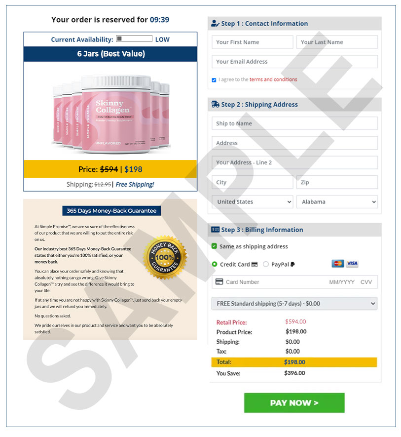 Skinny Collagen order page
